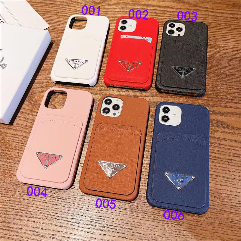 prada アイフォンケース13/13mini 革 プラダ iphone12 スマホケース ic カード 背面